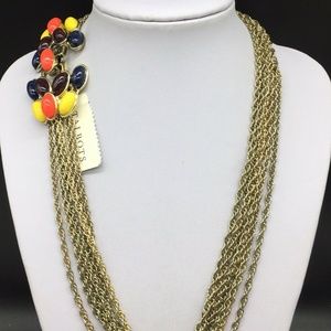 Talbots Gold Necklace Colorful Cabochon Clasp